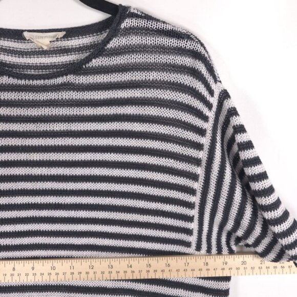 EILEEN FISHER 100% ORGANIC LINEN SS Striped Knit Tunic Top Cover Up Dress MEDIUM - Picture 8 of 13